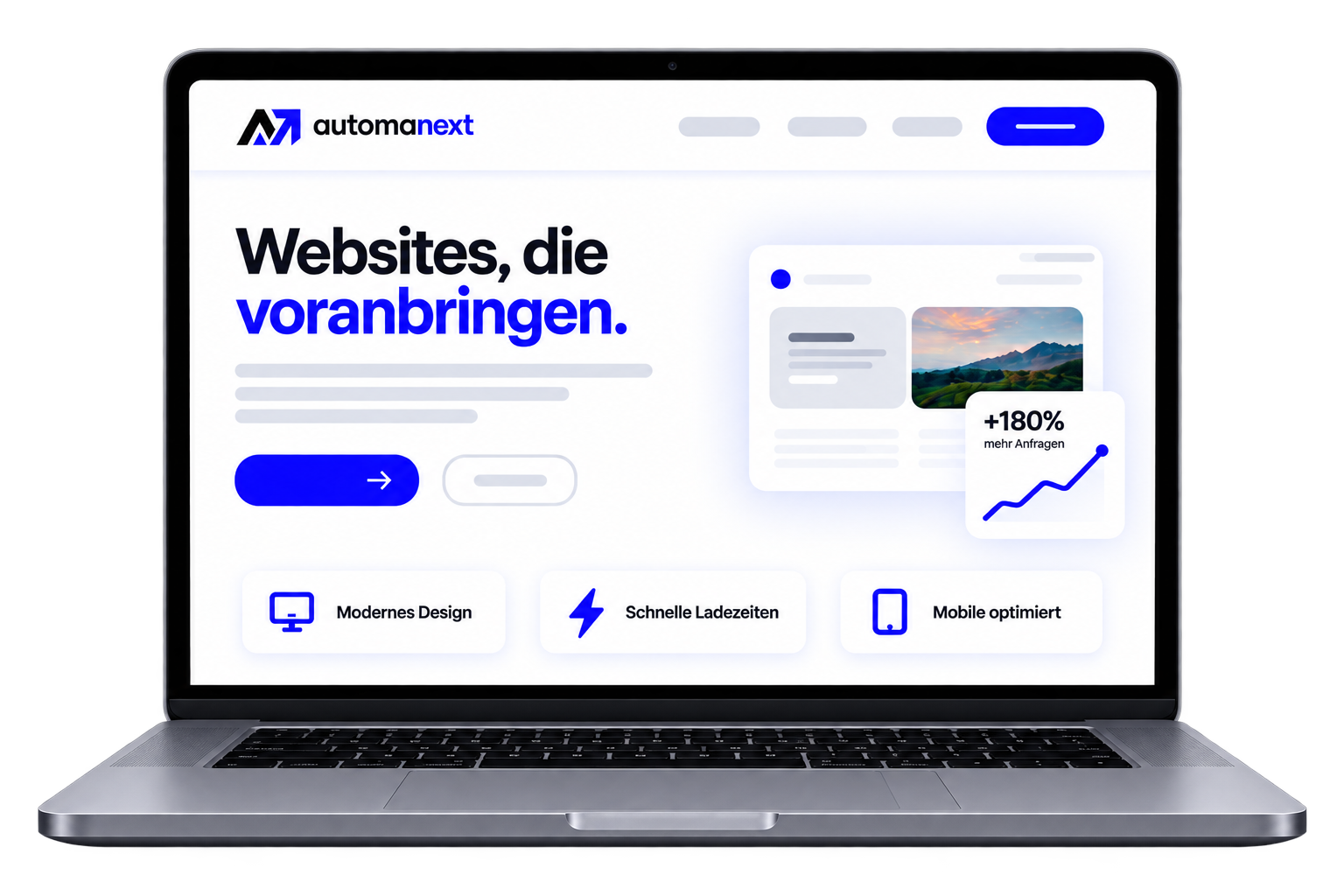 Professionelle AutomaNext Website auf einem Laptop